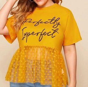 Half Sheer Peplum Tee